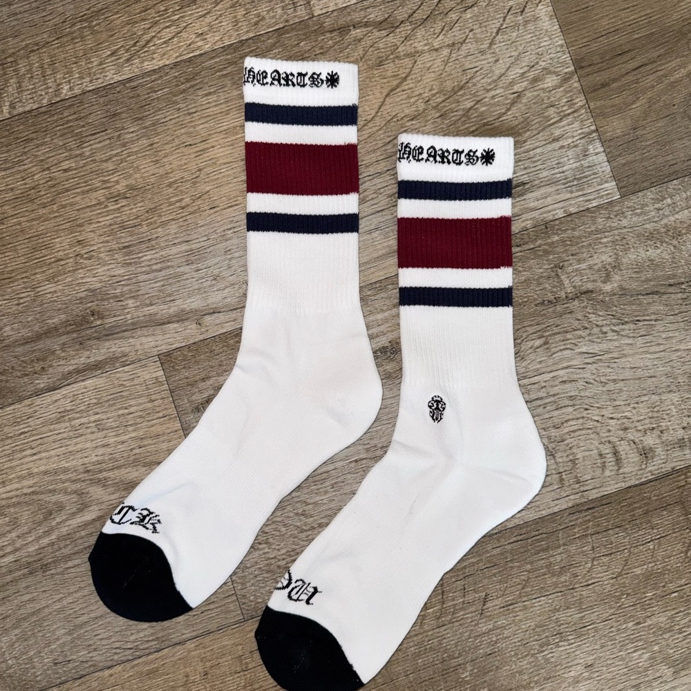 Chrome Hearts White Socks with Red and Black Stripes - Picture 1 of 1